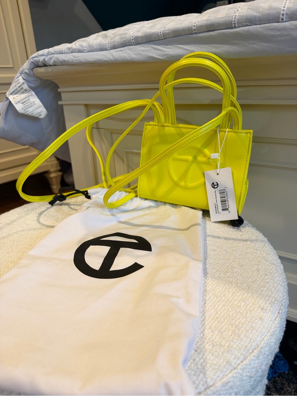 Telfar Neon Yellow Mini Handbag with Long Strap